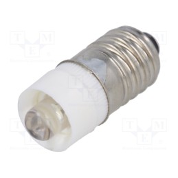 10 pcs : LLED-E10/6/W - LED lamp, white, E10, 6VDC, 6VAC