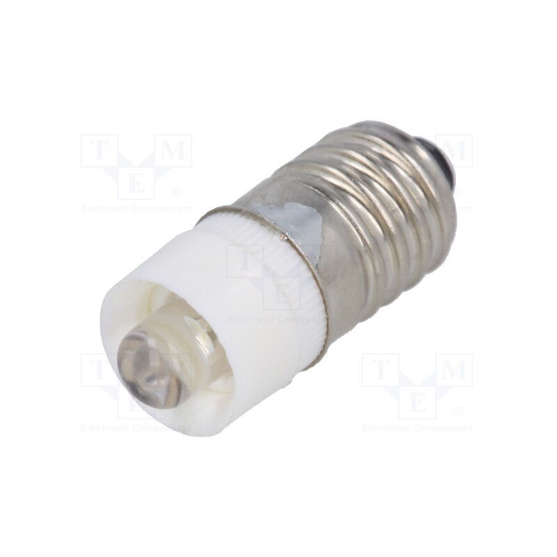 10 pcs : LLED-E10/6/W - LED lamp, white, E10, 6VDC, 6VAC