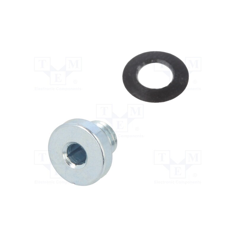10 pcs : 174308 - Protection cap, zinc plated steel, Thread: M5, Gasket: NBR rubber