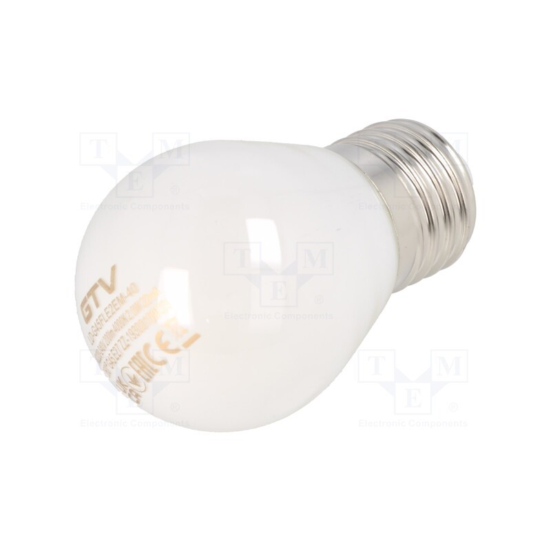 10 pcs : LD-G45FLE2EM-40 - LED lamp, milky, E27, 230VAC, 200lm, 2W, 360°, 4000K