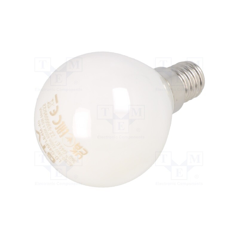 10 pcs : LD-G45FLE4M-40 - LED lamp, milky, E14, 230VAC, 4W, 360°, 4000K