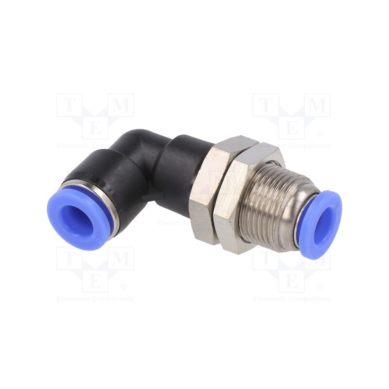 10 pcs : 152.006 - Push-in fitting, bulkhead,angled 90°, -0.95÷15bar, Thread: M14x1