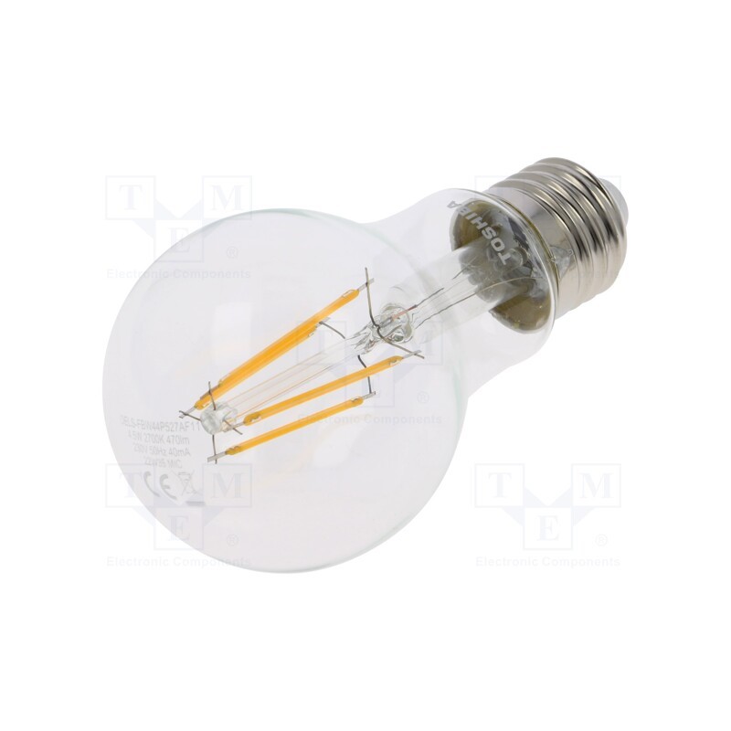 10 pcs : DELS-FBW44P527AF11 - LED lamp, warm white, E27, 230VAC, 470lm, 4.5W, 270°, 2700K
