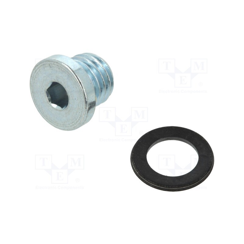 10 pcs : 174309 - Protection cap, zinc plated steel, Thread: M7, Gasket: NBR rubber