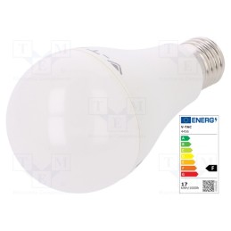 10 pcs : SKU 4456 - LED lamp, warm white, E27, 220/240VAC, 1521lm, P: 17W, 200°, 2700K