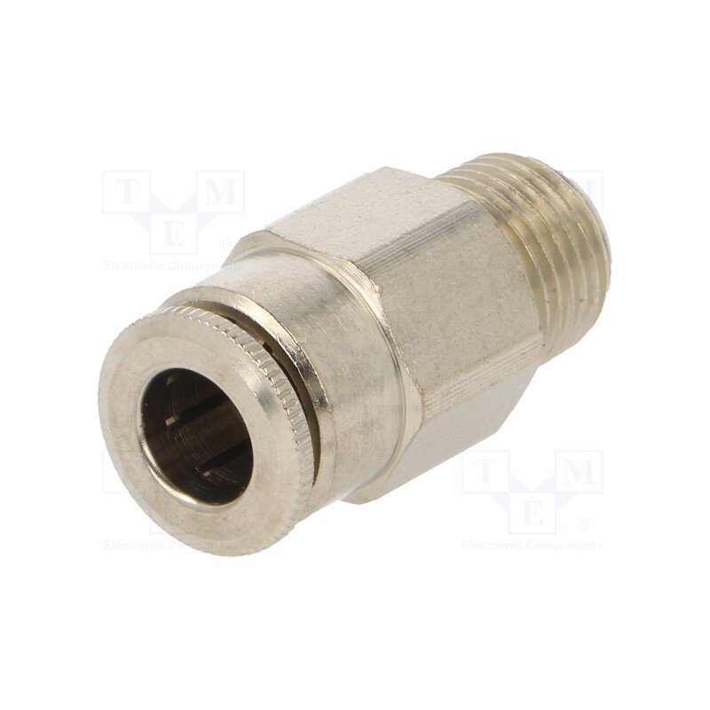 10 pcs : 58000 6-1/8 - Push-in fitting, straight, 0÷30bar, nickel plated brass