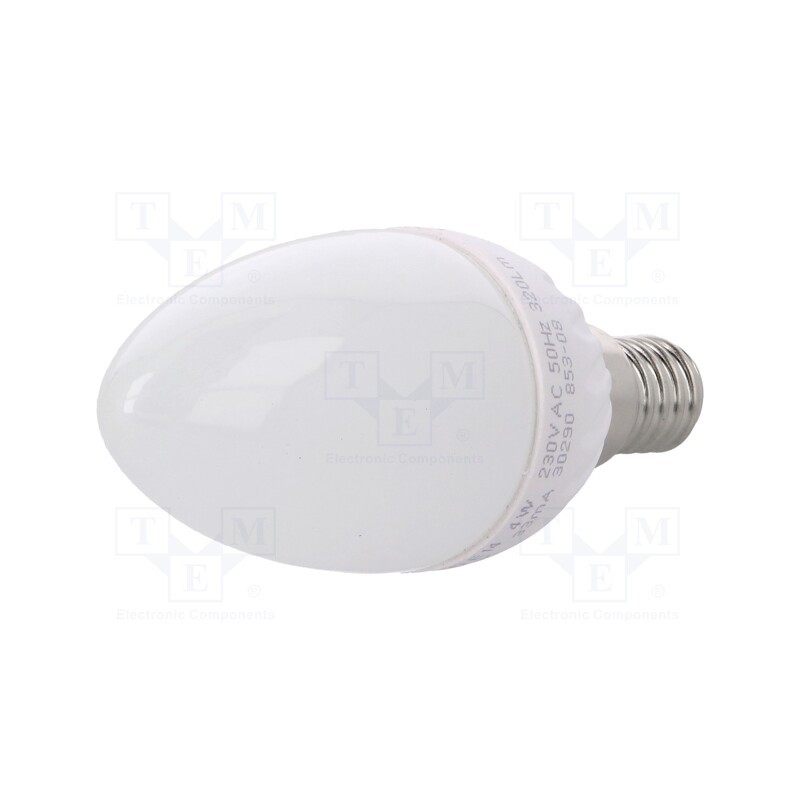 10 pcs : 30290 - LED lamp, warm white, E14, 230VAC, 320lm, P: 4W, 220°, 2700K