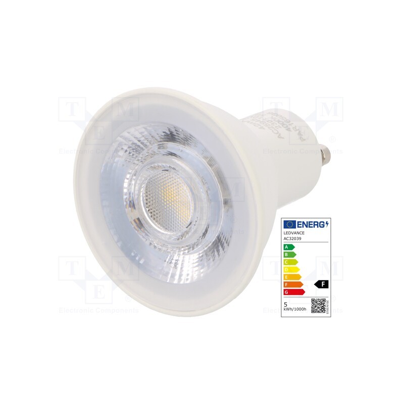 10 pcs : 4058075198616 - LED lamp, neutral white, GU10, 230VAC, 350lm, P: 5W, 36°, 4000K