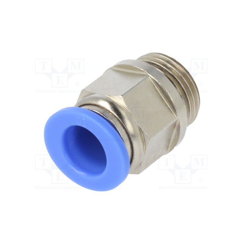 10 pcs : 122.038-10 - Push-in fitting, straight, -0.95÷15bar, nickel plated brass