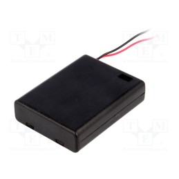 10 pcs : SBH-441A - Holder, AAA,R3, Batt.no: 4, cables, black, 150mm