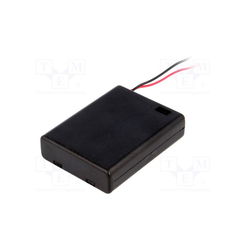 10 pcs : SBH-441A - Holder, AAA,R3, Batt.no: 4, cables, black, 150mm