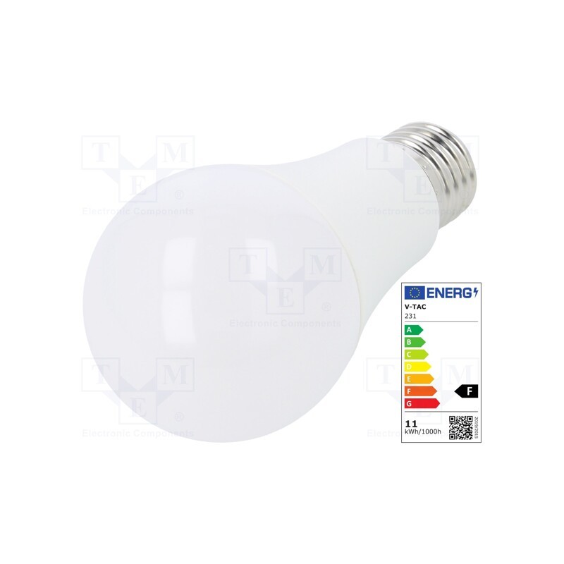 10 pcs : SKU 231 - LED lamp, warm white, E27, 220/240VAC, 1055lm, P: 11W, 200°, 3000K