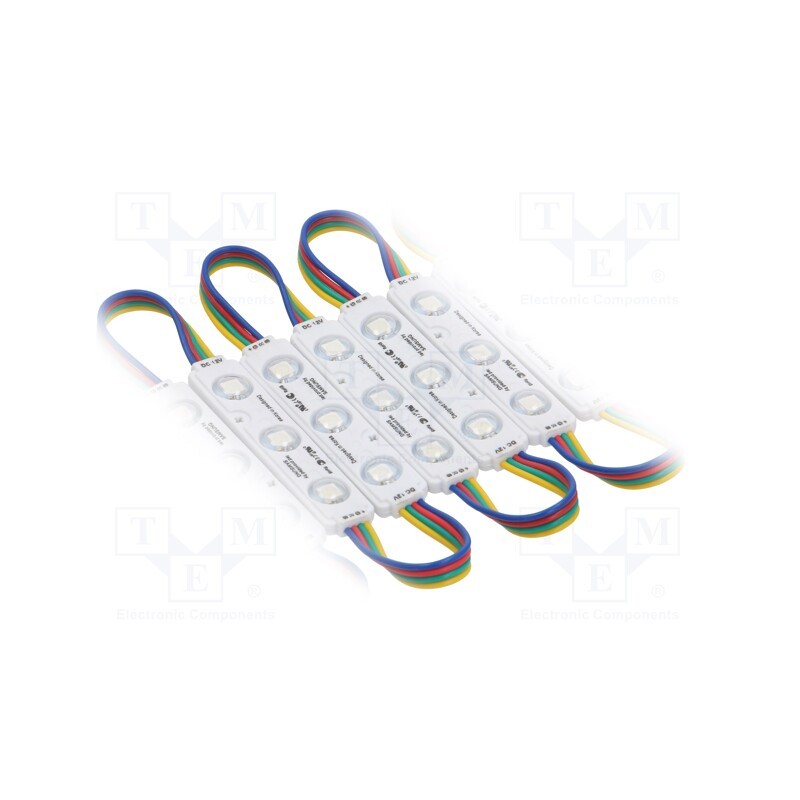 50 pcs : M015003CB3PZ - LED, RGB, 0.72W, IP67, 12VDC, 140°, No.of diodes: 3, 5050, 75x15mm