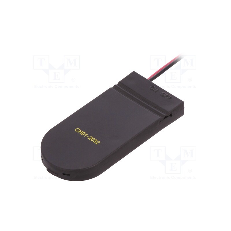 10 pcs : CH01-2032AS - Holder, 2032,BR2032,CR2032, Batt.no: 2, cables, black, 150mm