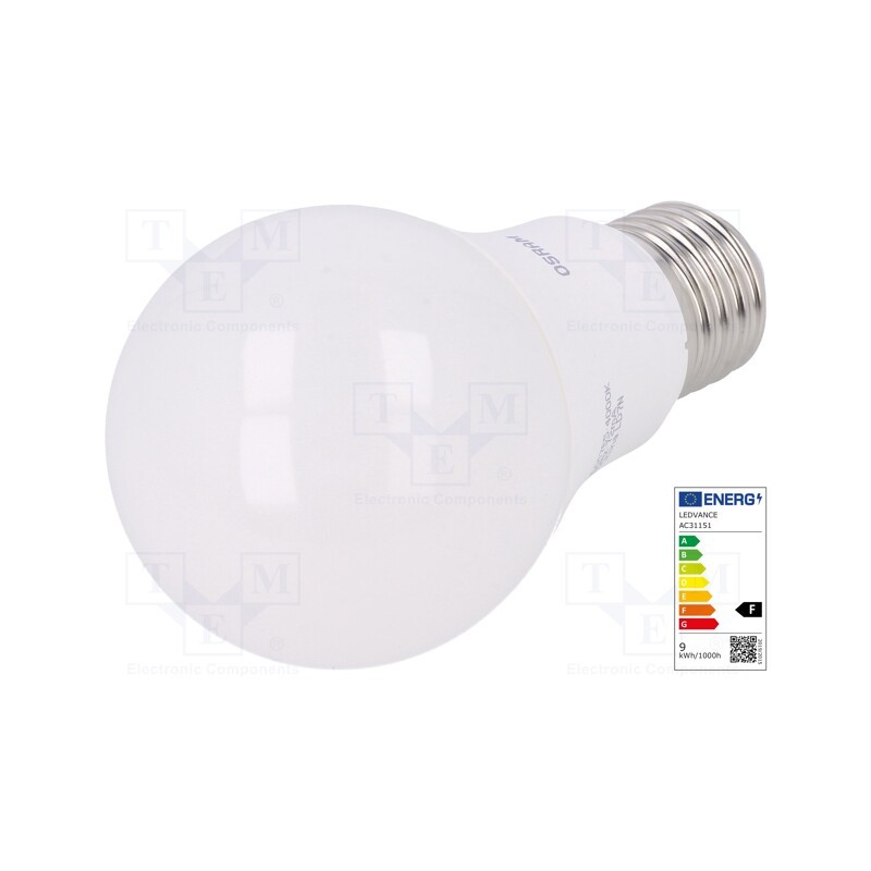 10 pcs : 4052899973381 - LED lamp, neutral white, E27, 230VAC, 806lm, P: 9W, 4000K, CRImin: 80