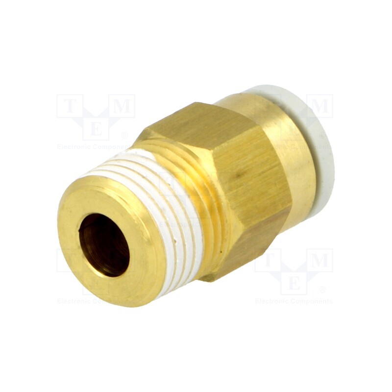 10 pcs : KQ2H06-01AS - Push-in fitting, threaded,straight, -1÷10bar, brass, -5÷60°C