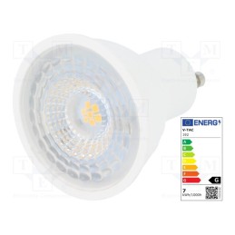 10 pcs : SKU 192 - LED lamp, warm white, GU10, 220/240VAC, 480lm, P: 6.5W, 110°, 3000K