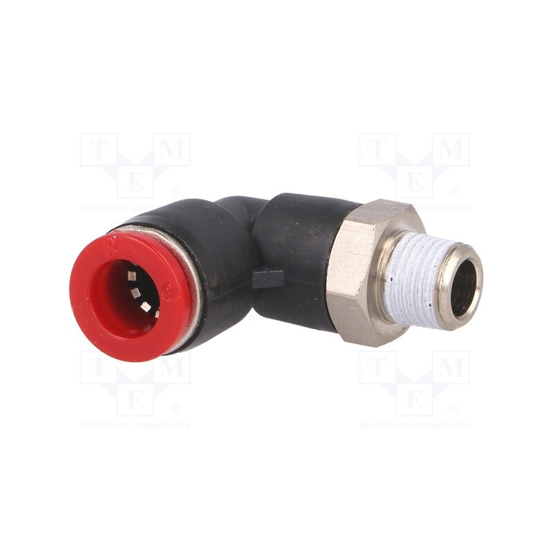 10 pcs : C01470818 - Push-in fitting, angled, PBT, Thread: BSP 1/8'