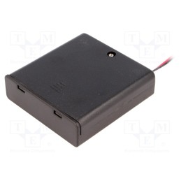 10 pcs : SBH-341-1A - Holder, AA,R6, Batt.no: 4, cables, black, 150mm