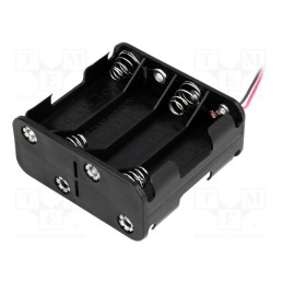 10 pcs : BH-383A - Holder, AA,R6, Batt.no: 8, cables, black, 150mm