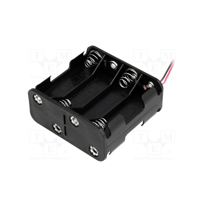 10 pcs : BH-383A - Holder, AA,R6, Batt.no: 8, cables, black, 150mm