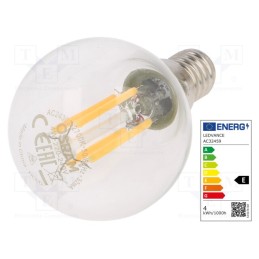 10 pcs : 4058075438590 - LED lamp, warm white, E14, 230VAC, 470lm, P: 4W, 2700K, CRImin: 80
