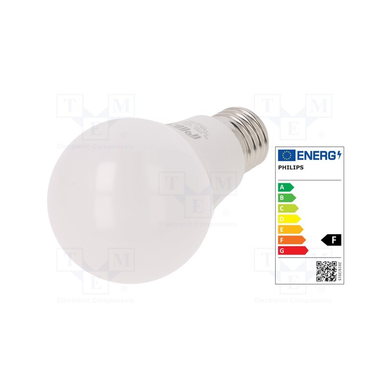 10 pcs : 8727900968927 - LED lamp, neutral white, E27, 230VAC, 470lm, P: 5W, 4000K, CRImin: 80