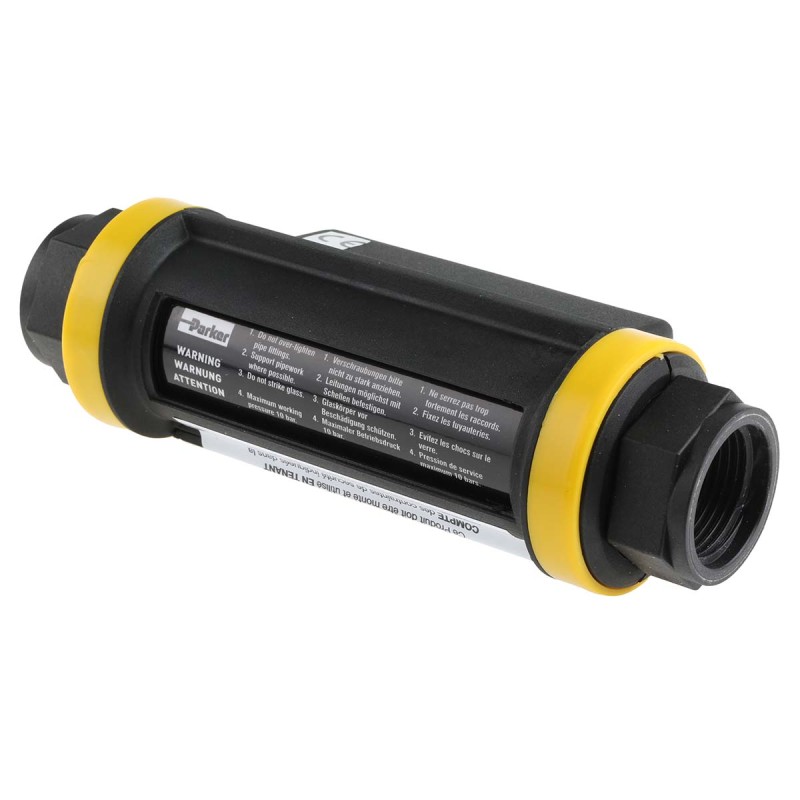 1 pcs - Parker Flow Transducer, 2 - 150 L/min, Analogue Output, 24 V dc, 1 in Pipe