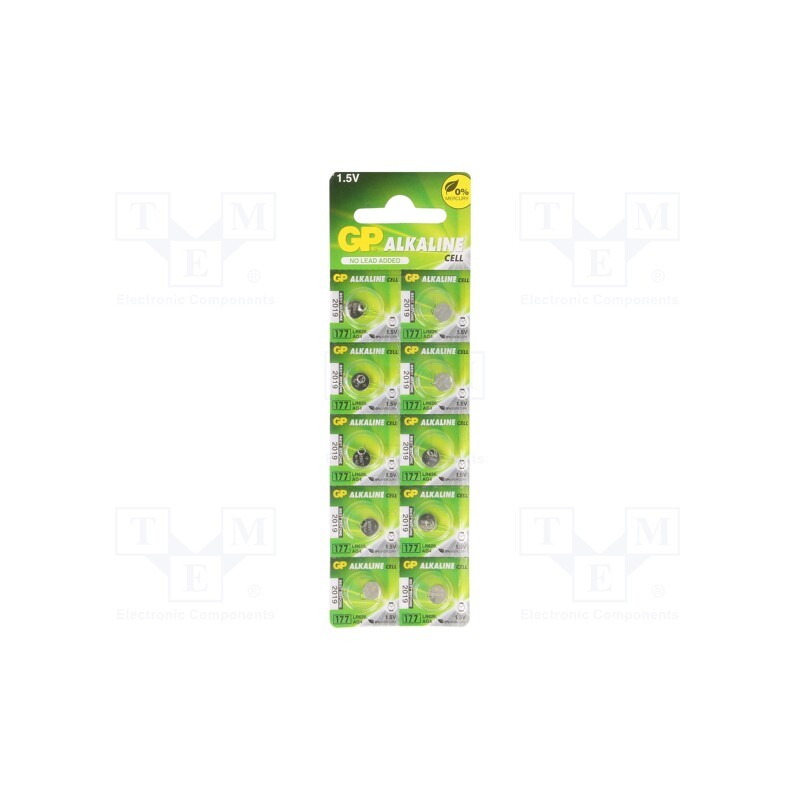 10 set : 177-U10 - Battery: alkaline, 1.5V, coin,R626,SR66, non-rechargeable, 10pcs.