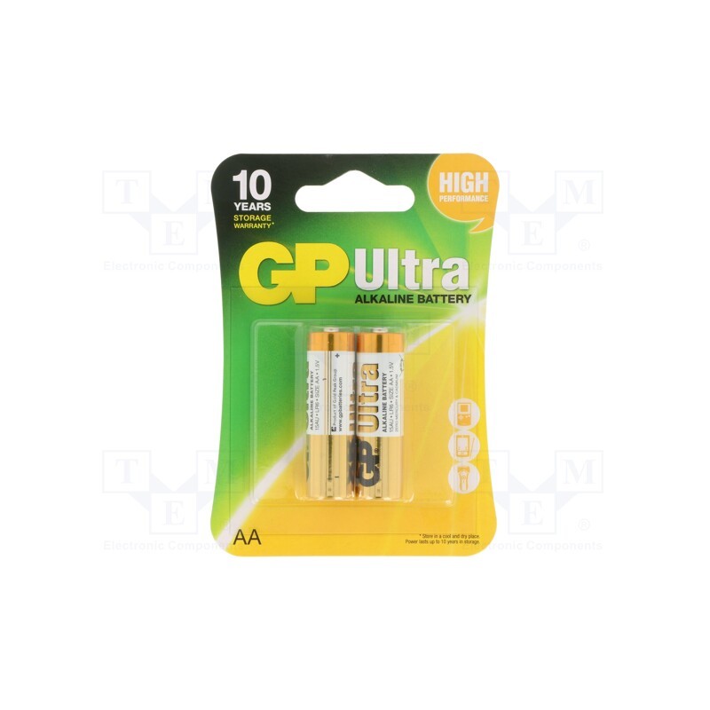 10 set : 15AU-U2 - Battery: alkaline, 1.5V, AA, non-rechargeable, Ø14.5x50.5mm, 2pcs.