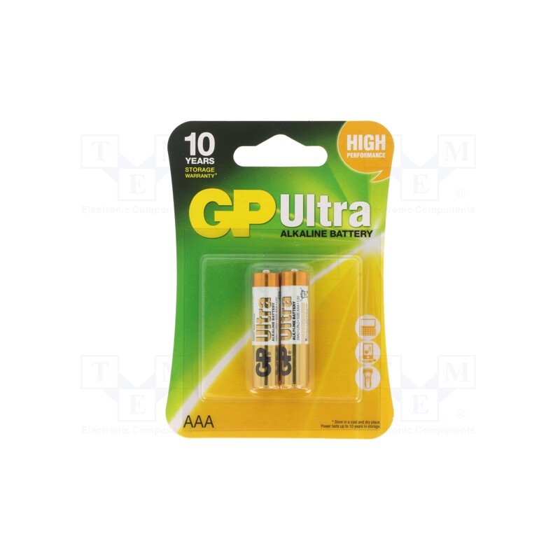 10 set : 24AU-U2 - Battery: alkaline, 1.5V, AAA,R3, non-rechargeable, Ø10.5x44.5mm