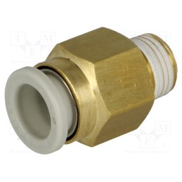 10 pcs : KQ2H08-01AS - Push-in fitting, threaded,straight, -1÷10bar, brass, -5÷60°C