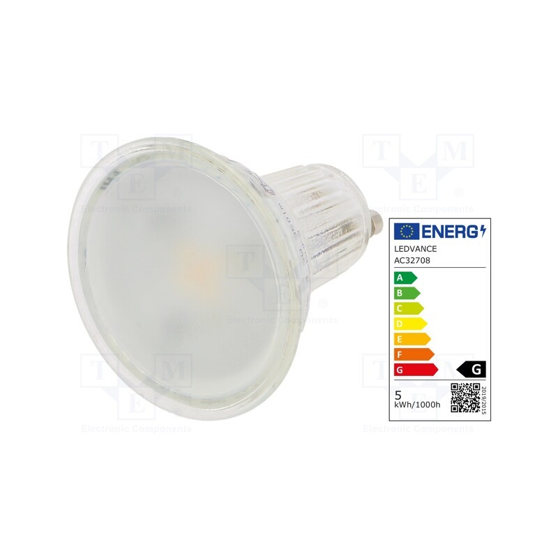 10 pcs : 4058075608016 - LED lamp, warm white, GU10, 230VAC, 350lm, P: 4.3W, 120°, 3000K