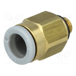 10 pcs : KQ2H06-M5A - Push-in fitting, threaded,straight, -1÷10bar, brass, Thread: M5