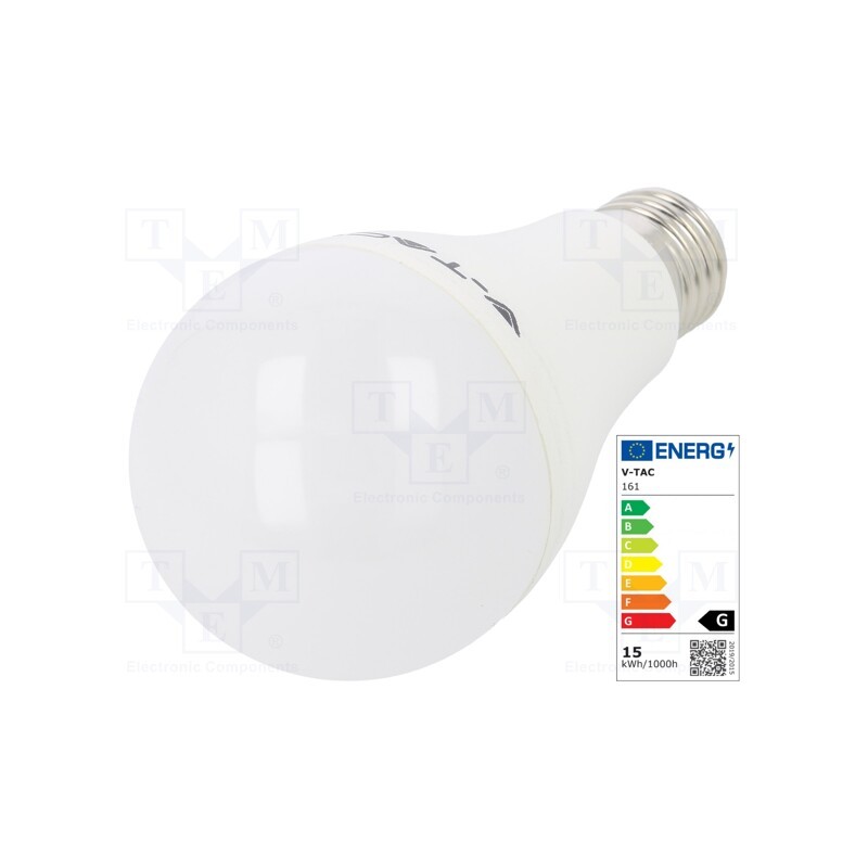 10 pcs : SKU 161 - LED lamp, cool white, E27, 220/240VAC, 1250lm, P: 15W, 200°, 6400K