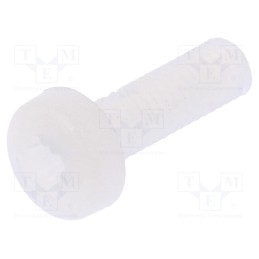 50 pcs : 8G205M3X10 - Screw, M3x10, 0.5, Head: cheese head, Pozidriv, 0,8mm, polyamide