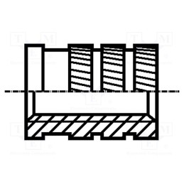 50 pcs : 1386727 - Threaded insert, brass, without coating, M2, BN 1054, L: 4.1mm