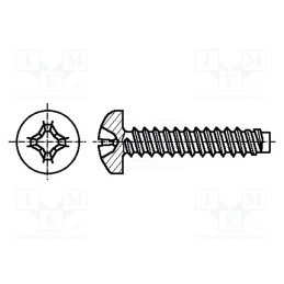 500 pcs : 1669737 - Screw, for metal, 3.5x6.5, Head: cheese head, Phillips, PH2, zinc