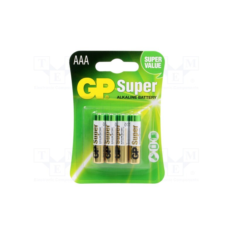 10 set : 24A-F4W B4 - Battery: alkaline, 1.5V, AAA, non-rechargeable, 4pcs.