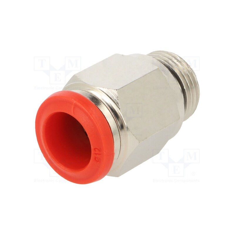 10 pcs : 50020 12-3/8 - Push-in fitting, straight, -0.99÷20bar, nickel plated brass