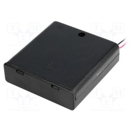 10 pcs : SBH-341-1AS - Holder, AA,R6, Batt.no: 4, cables, black, 150mm, with switch