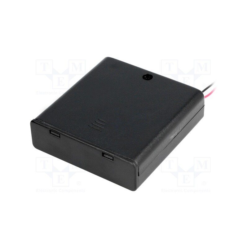 10 pcs : SBH-341-1AS - Holder, AA,R6, Batt.no: 4, cables, black, 150mm, with switch