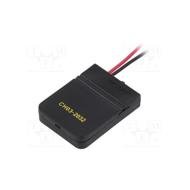 10 pcs : CH03-2032AS - Holder, BR2032,CR2032,DL2032, Batt.no: 1, cables, black, 150mm