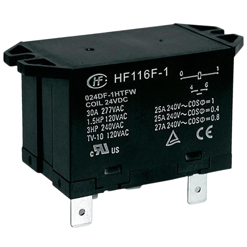 1 pcs - Hongfa Europe GMBH Flange Mount Power Relay, 24V dc Coil, 30A Switching Current, SPST