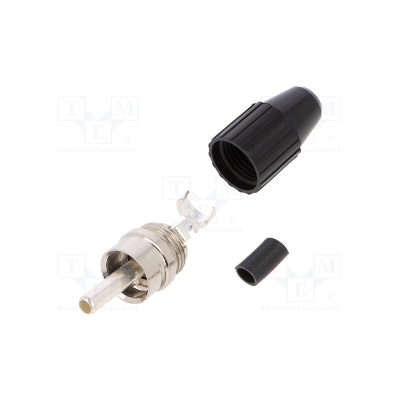 10 pcs : 413-0100 - Plug, RCA, male, straight, soldering, black, brass, for cable