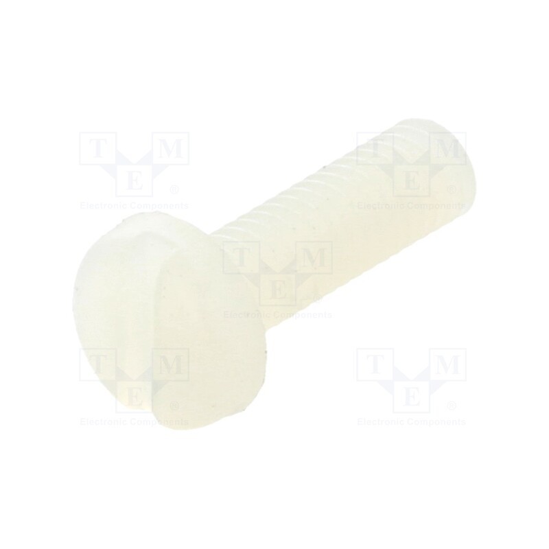 50 pcs : 8G204M3X10 - Screw, M3x10, 0.5, Head: cheese head, slotted, 0,9mm, polyamide