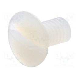 50 pcs : 8G203M4X08 - Screw, M4x8, 0.7, Head: countersunk, slotted, 1,3mm, polyamide