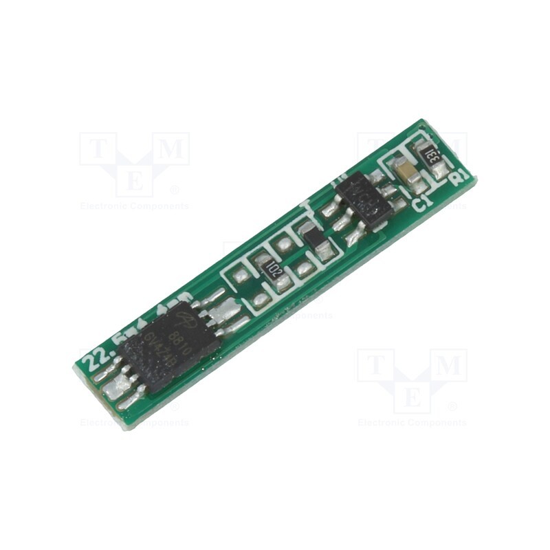 10 pcs : - PCB protection, Li-Ion, 22.5x4.4x2mm, 2.5A, 3.6VDC
