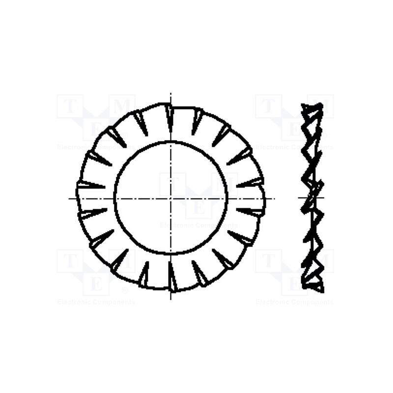 500 pcs : 1278053 - Washer, externally serrated, M4, D8mm, h0.5mm, spring steel