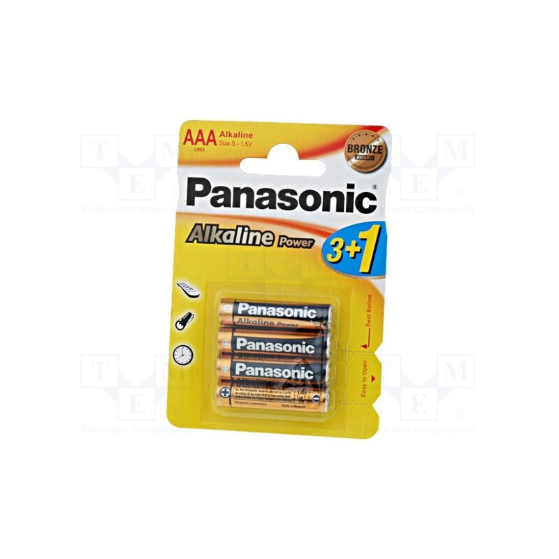 10 set : 5410853039334 - Battery: alkaline, 1.5V, AAA, non-rechargeable, 4pcs, BRONZE